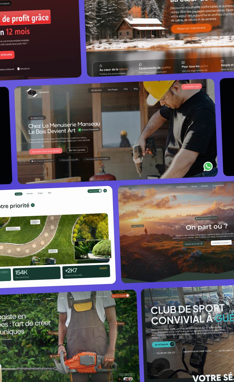 Collage de projets web réalisés par Studio Inemore